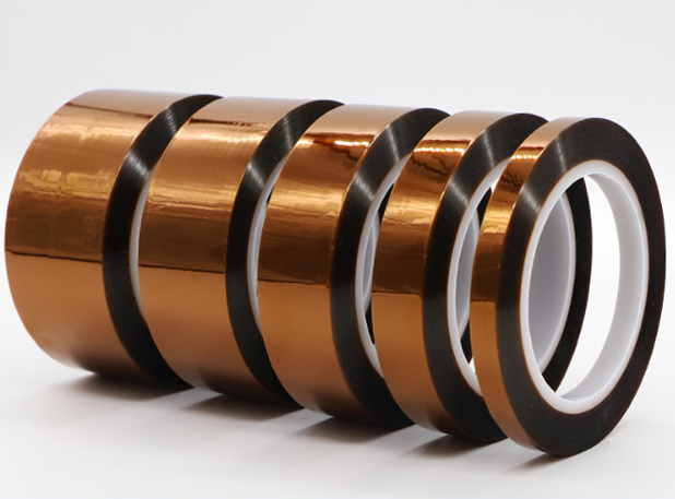 Close-up view of 50ÃÅ½ÃÂ¼m polyimide tape adhesive surface